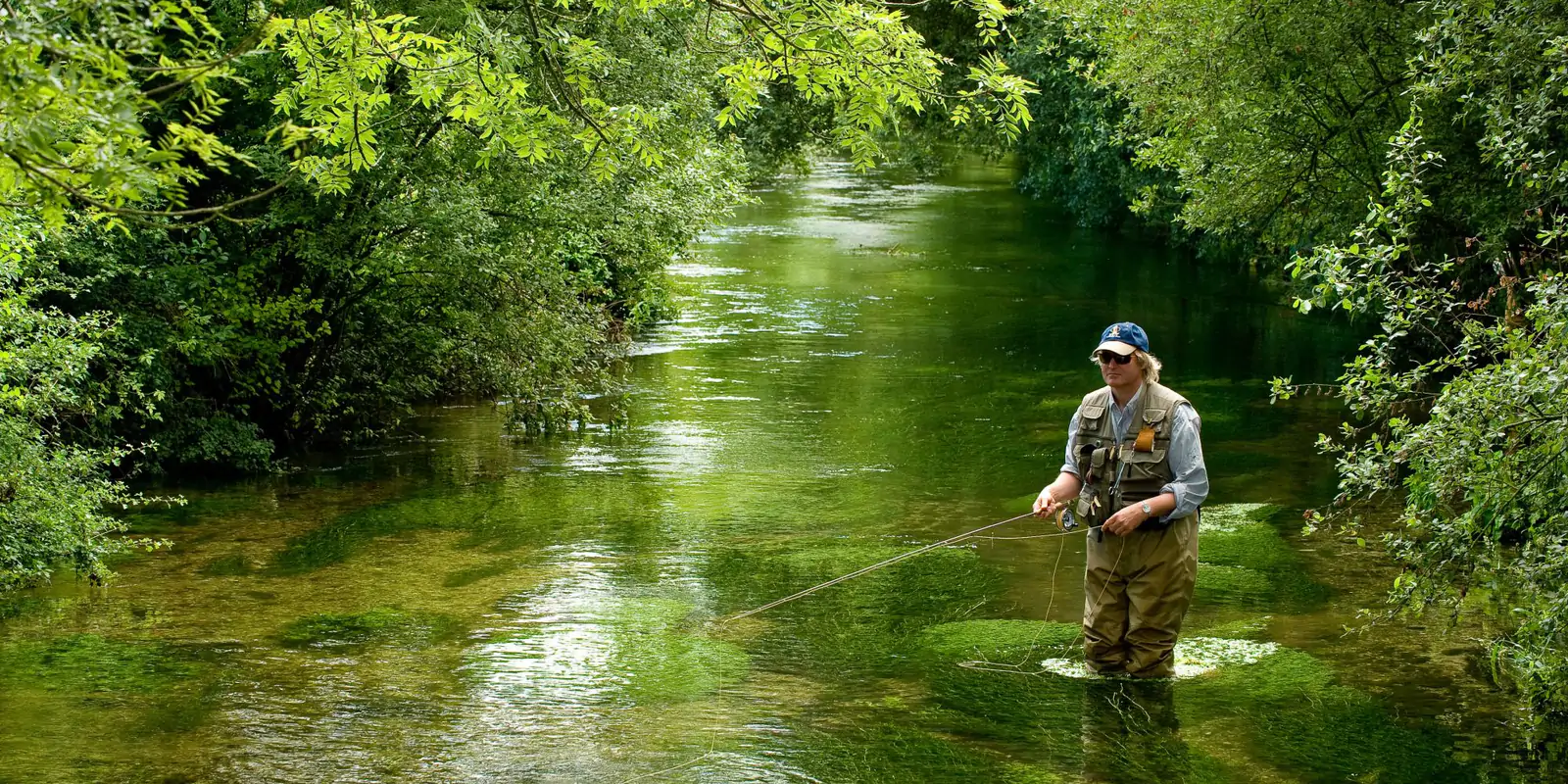 English chalkstream fly fishing water and countryside