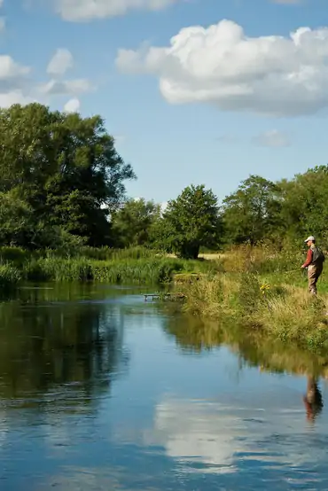 English chalkstream fly fishing travel scene