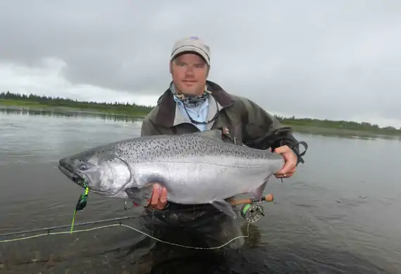 Royal Coachman Lodge angler with a large Alaska fish